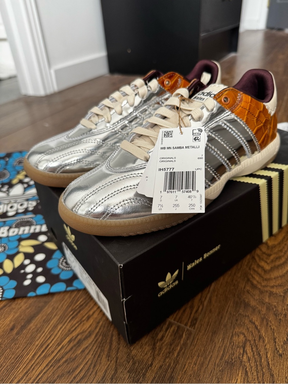adidas x Wales Bonner MN Samba Metallic sneakers - size 7.5 - Picture 2 of 5
